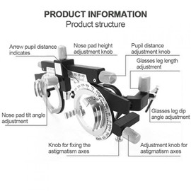 Optical Test Lens Frame, Eyeglass Optometry Equipment, Professional Optometry Frame PD 48-80mm, Adjustable Adjustment Frame, Optical Test Lens Frame Lenses