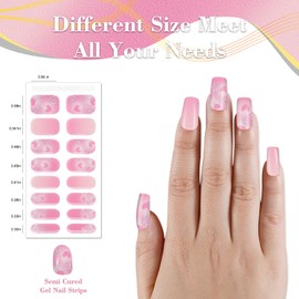 XEAOHESY 1 Sheet Semi Cured Gel Nail Strips, Sticky and Not Easy to Fall Off, Softer and More Fitting, Waterproof and Long-Lasting, Needs to Be Cured with a Lamp(Design 13#)