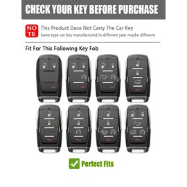 YINEOR for Dodge Ram Key Fob Cover Leather Car Key Case Protector Keychain Smart Key Fob Holder Compatible for 2019-2024 Dodge Ram 1500 2500 3500 4500 5500 (Brown)