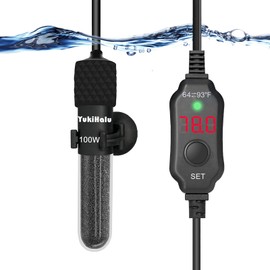 YukiHalu Submersible Aquarium Heater 100W 150W 200W, Adjustable Mini Fish Tank Heater, Small Size, Overheating Protection, External Controller, Used for 0.5-40 Gallons(100W)