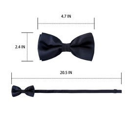 Mens Classic Pre-Tied Bow Ties - Adjustable Silk Formal Tuxedo Wedding Bowtie by WELROG（Black）