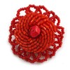 Avalaya 40mm Diameter/Scarlet Red Glass Bead Daisy Flower Flex Ring/Size