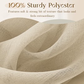 Dreaming Casa Taupe Sheer Curtains 96 Inches Long, Rod Pocket & Back Tab Light Filtering Textured Sheers for Living Room Bedroom, 2 Panels, Each 52" W x 96" L