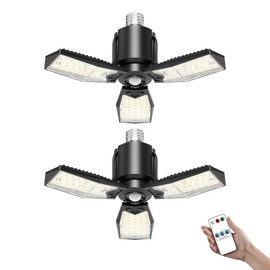 Kryoza Motion Sensor Garage Lights 2 Pack, 8000LM Led Motion Sensor Light Indoor, E26 Screw in 6500K Motion Activated Light Bulb for Workshop, Warehouse