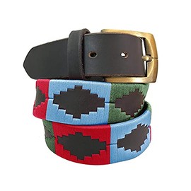 CARLOS DIAZ Mens Womens Premium Unisex Brown Leather Embroidered Designer Polo Belt (85 cm/ 32-34 Inches)