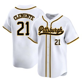 Custom Mens/Women/Youth Pittsburgh White Roberto Clemente Baseball Stitched T-Shirt for Sports Fan