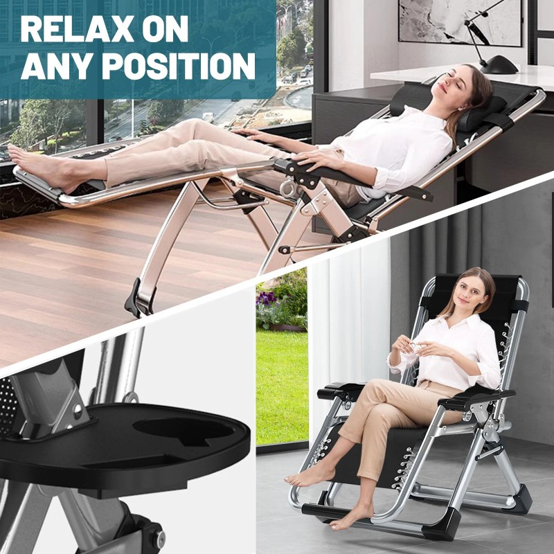 H&ZT Zero Gravity Chair, Adjustable Reclining Lounge Chair With Cushion&Headre