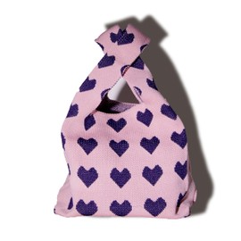 Crochet Tote Bag for Women, Cute Knot Wrist Knitted Bag Durable Handbag Pouch, Casual Knit Purse for Outdoor Walking