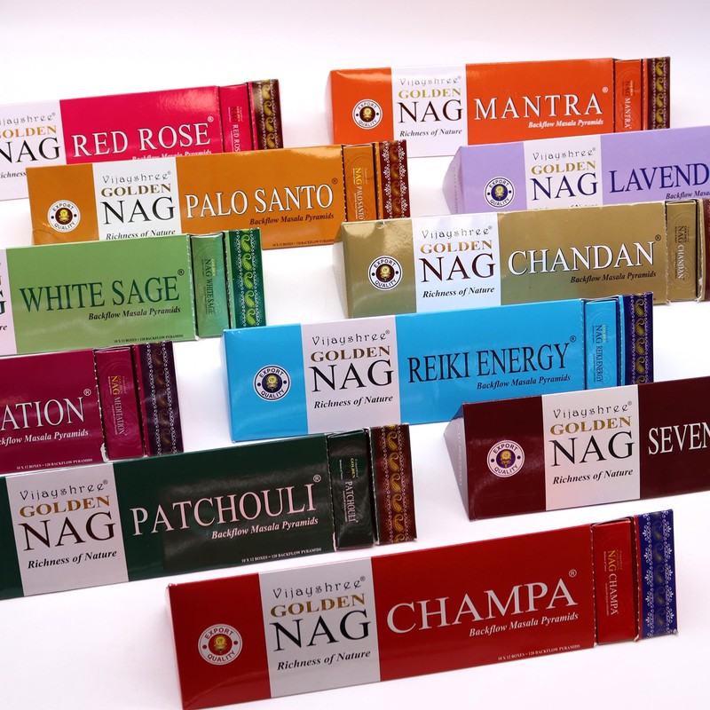 Jumbo Golden Nag - Back Flow Incense Cones (1, Red-