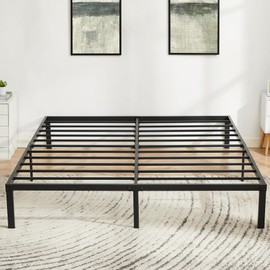 VECELO 14" King Metal Platform Bed Frame,Heavy Duty Steel Slat/Easy Assembly Mattress Foundation/No Box Spring Needed