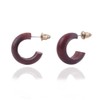 Red Hardwood Half Hoop Stud Earrings for Women Men, Natural
