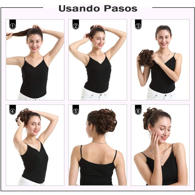 2 Piezas Chongos Postizos de Cabello, Moños de Pelo Rizado