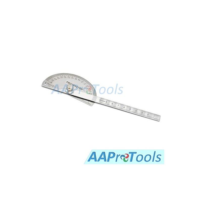 AAProTools Steel Protractor 0-180 Degrees with Round Head Stainless WG-004