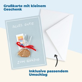 Inkognito Inkognito Klappkarte mit Mini-Geschenk & Umschlag in Folie (Grußkarte A6 / Umschlag 12 x 17,5 cm) • 45524 ''Alles Gute zum Einzug Künstler Sobunthier • Mini-Geschenk-Karten