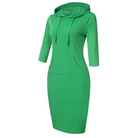 MISSKY Women's 3 4 Sleeve Slim Pocket Green Sweatshirt Pullover Hoodies for Women (XL)