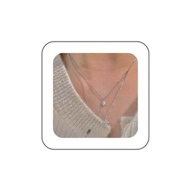 Cimenexe Bohemian Layered Crystal Cross Pendant Necklace Silver Cz Teardrop Necklace Crucifix Cross Choker Necklace Rhinestone Cross Necklace Jewelry for Women