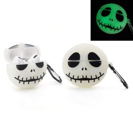 TYOROY 3D Skull Case for Airpod 1&2 Case,3D Cute Cartoon Cool Case,Kids Teens Girls Boys Women Lovely Cool Stylish Skull Style Soft Case with Keychain for Airpod 1&2 Case(Luminous Skull)
