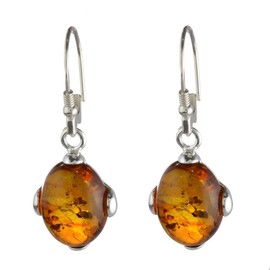 Amber Earrings - Baltic Honey Amber Dangling Earrings "Piper" - Sterling Silver Jewelry Collection