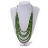 Avalaya Lime Green Multistrand Layered Wood Bead with Cotton Cord