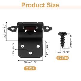 sourcing map 2 Pack Self Closing Cabinet Hinges, 3/8" Overlay Cabinet Door Hinges Inset Kitchen for Flush Mount Kitchen Door, Black