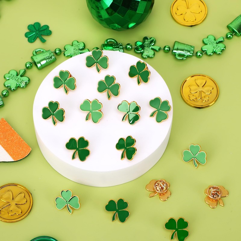 SANNIX 60Pcs Shamrock Pins, St. Patrick's Day Lapel Pins Green
