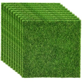 Shindel 10 Packs Fake Grass Decor for Crafts, 6" x 6" Fairy Artificial Grass for Miniature Garden, Dollhouse Ornament DIY Decoration