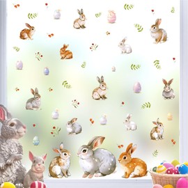 Easter Wall Decals Easter Bunny Window Decals Removable Rabbit Wall Decals Living Room Home Kitchen Decor Easter Party Supplies Decorations