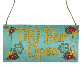 Second Ave Tiki Bar Summer Wooden Hanging Rectangle Home Bar Pub Garden Sign Plaque