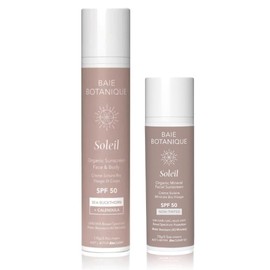 Baie Botanique Soleil - Natural Organic Mineral Non Toxic Sunscreen Bundle - Face and Body Sunscreen SPF 50 110g + Facial Sunscreen SPF 50 Non-Tinted 70g