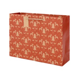 Clairefontaine cfX-28233-6 Christmas Paper Bag with Gift Tag, Foil Stamped (Gold) Rouge L Clairefontaine