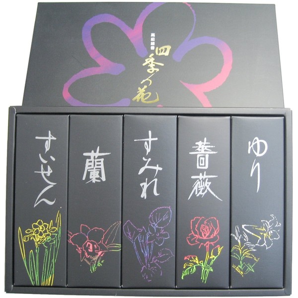 Awaji Baikundo Incense Set, Sending Incense, Gift for Incense, High Quality Incense, Stylish, Senko Brand, Sympathy, Sympathy, Mourning Visit, Gift for 49th, 49th, 3rd Anniversary Festival, Memorial Service, Assorted Flower Set, Four Seasons Flowers 25g 