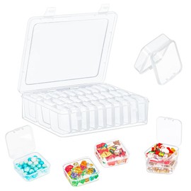 SAMCOS Bead Case, Set of 30, Bead Storage Box, Trinket Holder, Stand-alone Transparent Plastic with Lid, Storage Case, Nail Case, Jewelry Storage, DIY Accessories, Storage