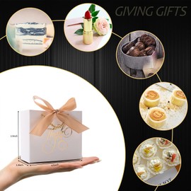 DECHISY 50Pack Small Thank You Bags with Handle Bulk,5.5x 2.5x4.7Inch Thank You Gift Bags,White Gift Bags with Handles,Party Favor Bags for Bridal Shower,Birthday Party,Baby Shower,Wedding