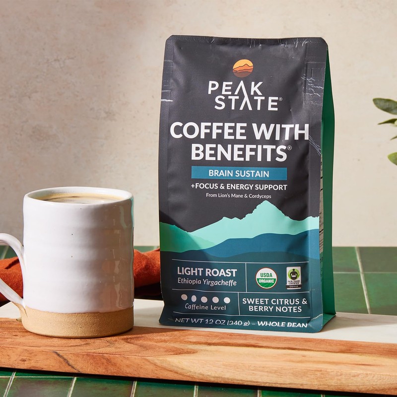 Peak State Brain Sustain Coffee with Benefits, Light Roast –