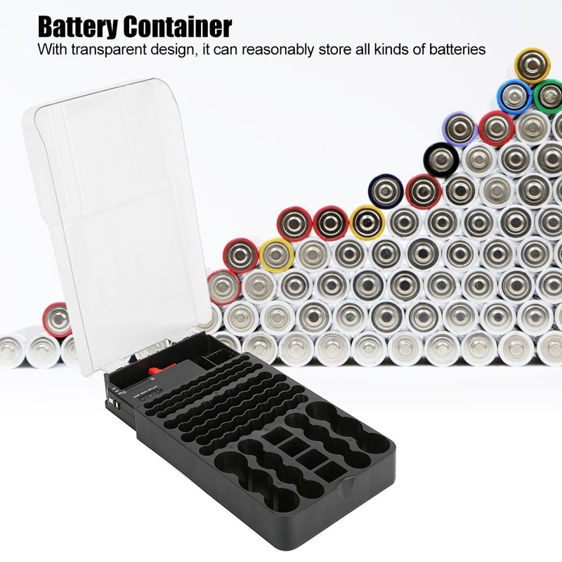 Multi Functional 104 Grids 3 Lights Battery Storage Case Organizer