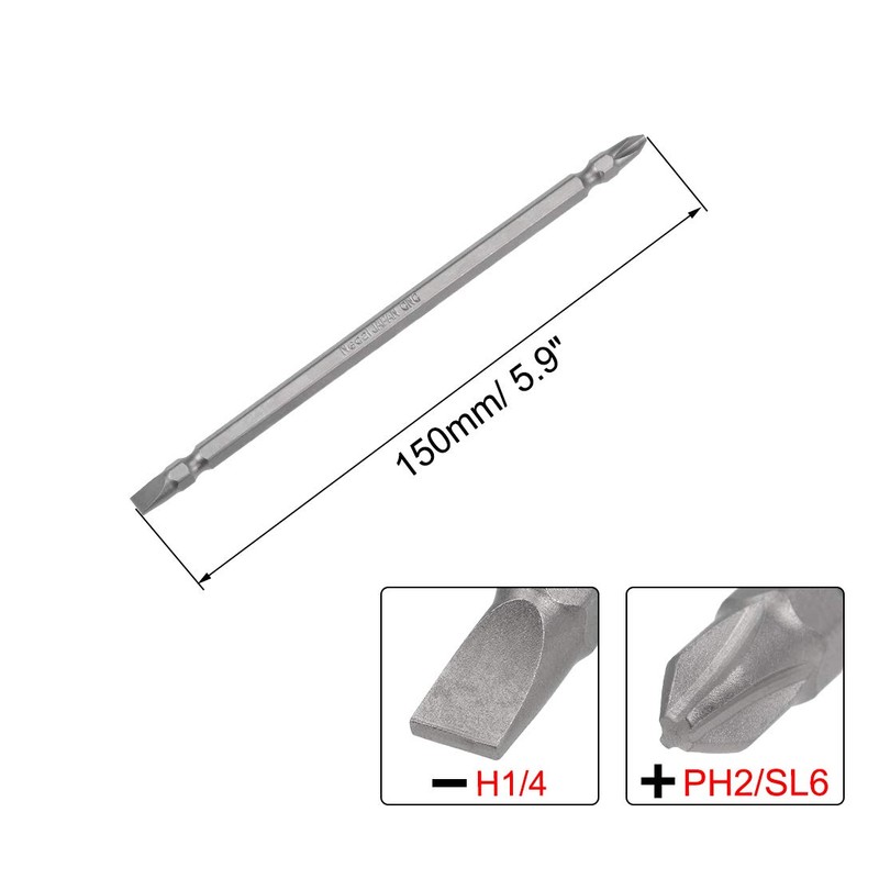 uxcell PH2/SL6 Magnetic Double Ended Screwdriver Bit, 1/4 Inch Hex