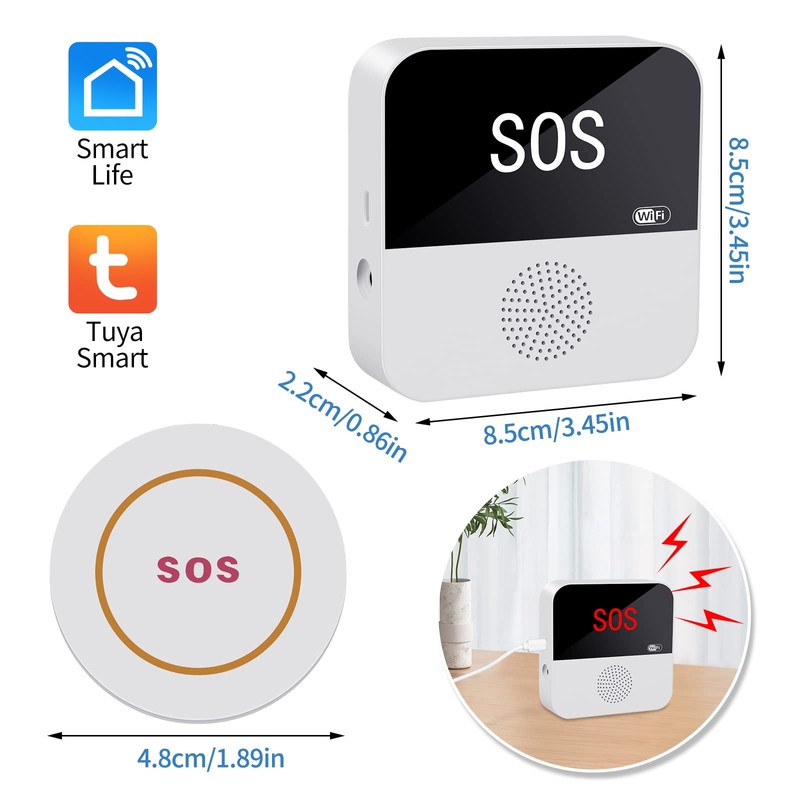 Wireless Personal Alarms for Elderly - Caregiver Seniors Pager Alarm,