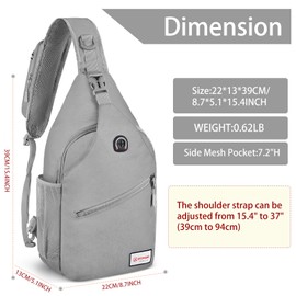 ZOMAKE Sling Bag,Small Crossbody Sling Backpack,Water Resistant Shoulder Bag Anti Thief Daypack(Grey New)