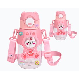 Kids Water Bottle 680ml – BPA-Free Non-Toxic – with Strap – Portable Leakproof - Toddler Water Bottle Cup for Kids Travel Sports – Great Birthday Gift for Girls & Boys (Pink)