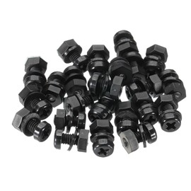 PATIKIL M4x8mm Black Nylon Bolts Plastic Nuts Full Thread Head Screws, 24 Pcs