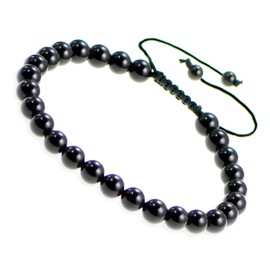 AD Beads Natural 6mm Gemstone Bracelets Healing Power Crystal Macrame Adjustable 7-9 Inch (33 Obsidian)