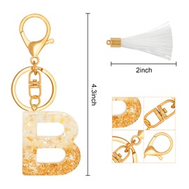 TTYY Initial Letter Keychain for Women Birthday gift To Little Girls Tassel Butterfly Pendant Key Ring for Backpack (White crystal LetterB)