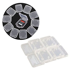10 Pcs Plastic Memory Card Storage Case Compatible with SD MMC/SDHC PRO Duo White