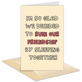 Hippeny Funny Card for Husband Boyfriend, Hilarious Anniversary Card for Him, Valentines Day Card, I'm So Glad We Decided To Ruin Our Friendship By Sleeping Together