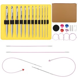 Aeelike Interchangeable Tunisian Crochet Hook Set, 12 Sizes Tunisian Crochet Hooks Set with Cables 3.0mm - 10.0mm Smooth Metal Ergonomic Crochet Hook for Making Blanket Scarves, Ideal Gift