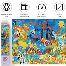 DIAMOND DOTZ ® - Underwater Paradise, Full Drill, Round Dotz, Diamond Painting Kits, Diamond Art Kits for Adults, Gem Art, Diamond Art, Diamond Dotz Kits, 16.1"x20.1"