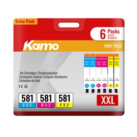 kamo 581 XXL Printer Cartridges Compatible with Canon CLI-581XXL Cartridges Multipack (2 x Cyan, 2 x Yellow, 2 x Magenta) for Pixma TS705 TS6350 TR8550 TS6150 TS6351 TR7550 TS6250 TS6151 TS6250 TS6251