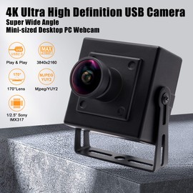 Svpro USB Kamera 4K Ultra HD Webcam mit IMX317 Sensor,3840x2160 High Definition Video Kamera 30fps 170 Grad Fisheye Objektiv Minikamera mit Halterung für PC Computer Mac Laptop,UVC Plug&Play