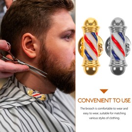 FOMIYES 2Pcs Barber Shop Pole Brooch Lapel Pin Set, Creative Barber Shop Light Brooch, Golden Silver Plating Alloy, Ideal for Barbershop Decor and Gifts