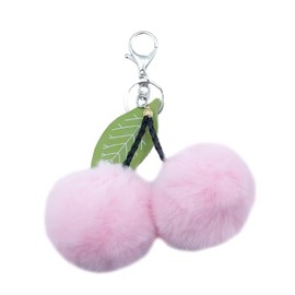 Unpafcxddyig Pom Pom Keychain Artificial Fur Ball Keychains Fluffy Tote Pendant Car Bag Charm,Cherry light pink